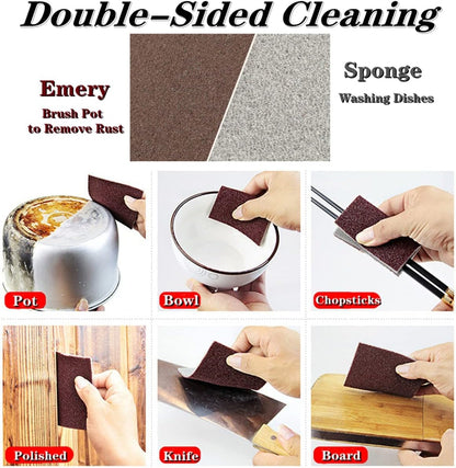 5 Pack Emery Magic Wipe Sponge, Nano Carborundum Sponge, Emery Sponge Brush Eraser Scrub, Pot Scrubber Scouring Pad Kitchen Magic Cleaning Sponge for Removing Rust Cleaning Pots and Pans