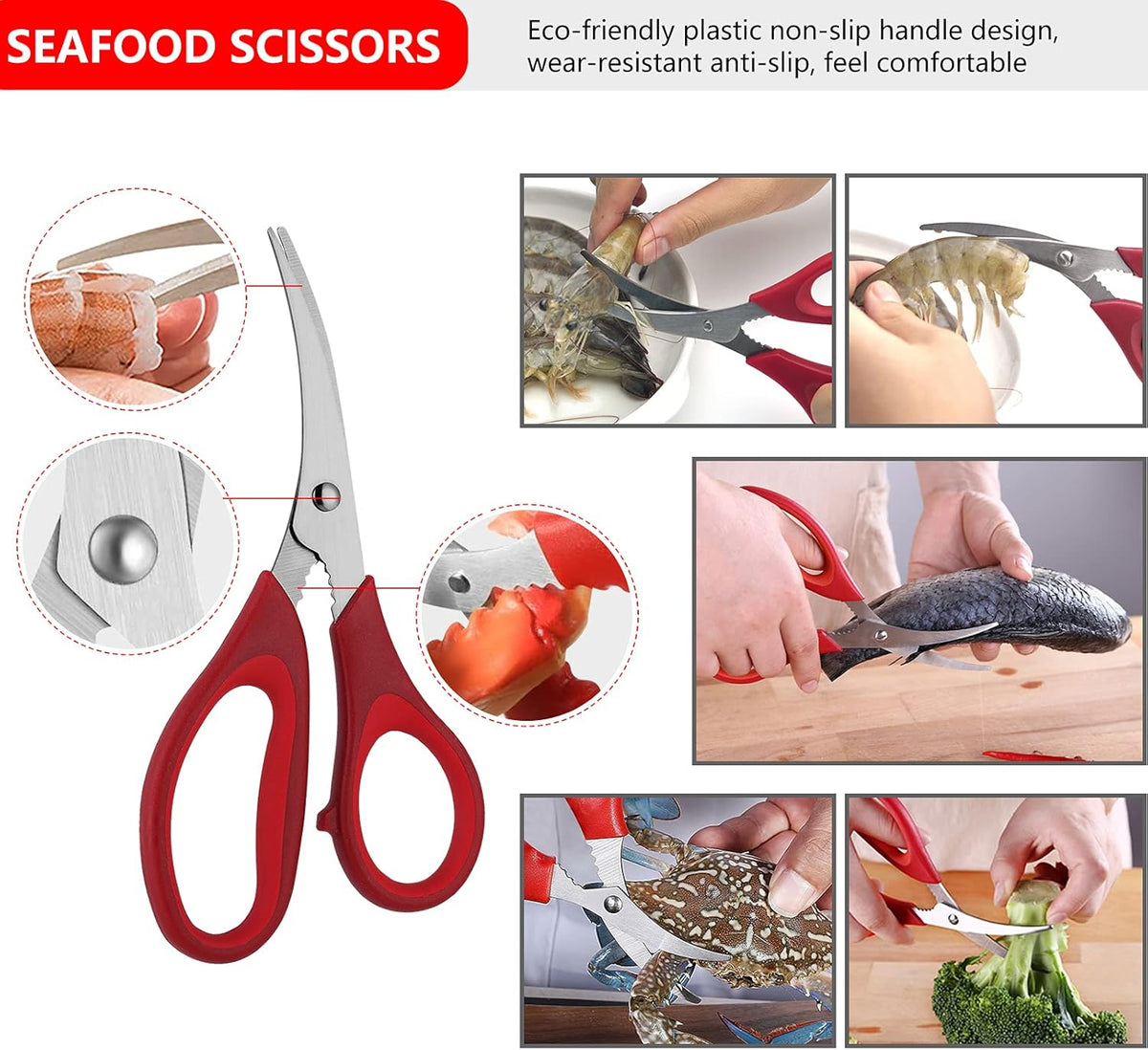 Seafood Tools Set Includes 4 Crab Crackers 6 Seafood Fork 6 Lobster Crackers 1 Seafood Scissors 1 Oyster Knife 1 Shrimp Cleaning Tool-Nutcracker Set（19 Piece ）
