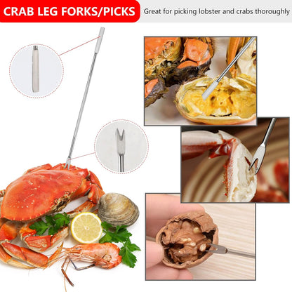 Seafood Tools Set Includes 4 Crab Crackers 6 Seafood Fork 6 Lobster Crackers 1 Seafood Scissors 1 Oyster Knife 1 Shrimp Cleaning Tool-Nutcracker Set（19 Piece ）