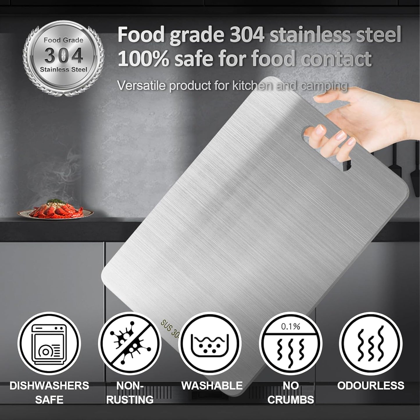 3pcs 304 Stainless Steel Cutting Board Set, Cutting Board for Kitchen