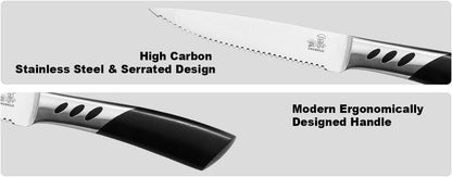 Steak Knives,Premium Steak knife Set of 6, Stainless Steel Steak Knife Set, Serrated Steak Knives
