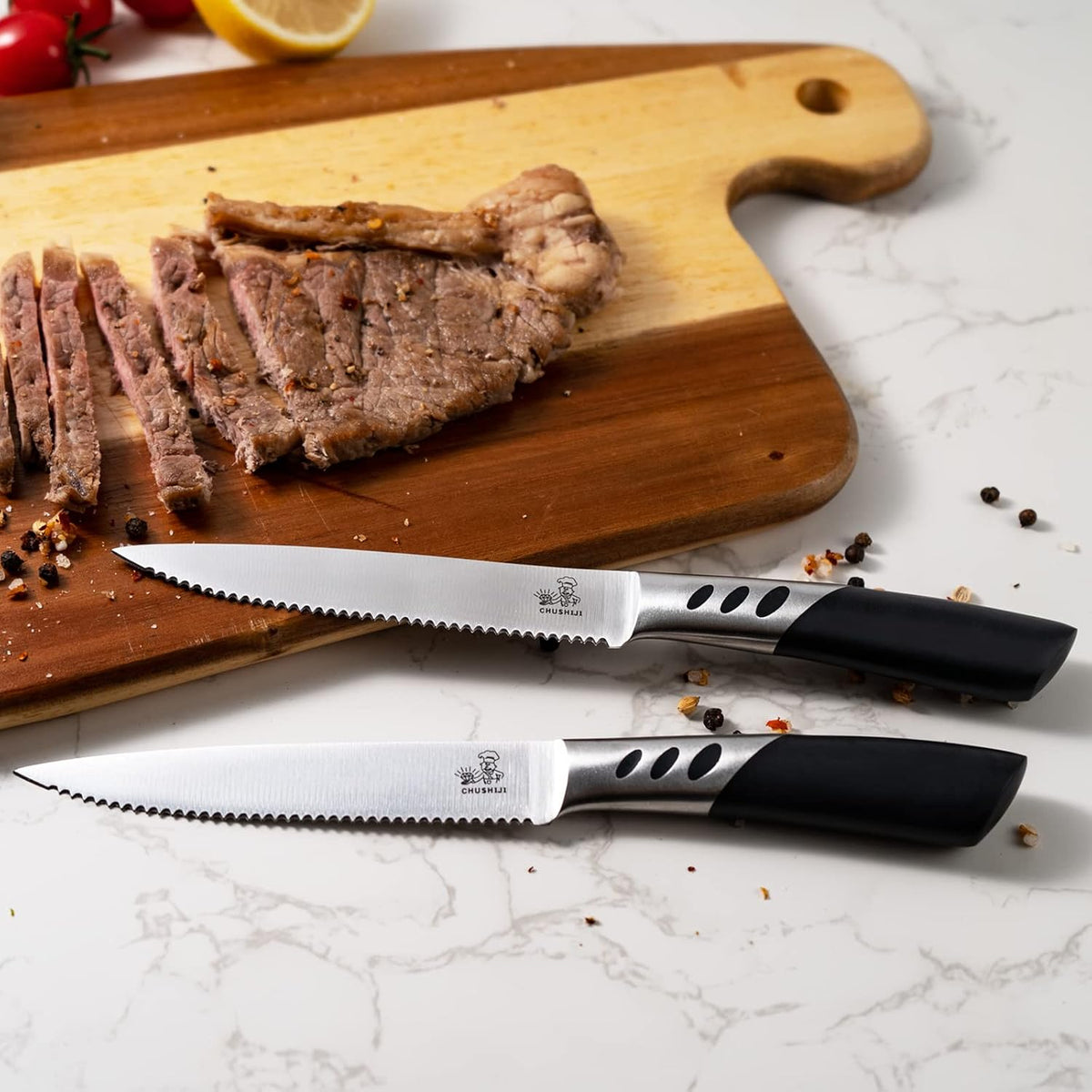 Steak Knives,Premium Steak knife Set of 6, Stainless Steel Steak Knife Set, Serrated Steak Knives