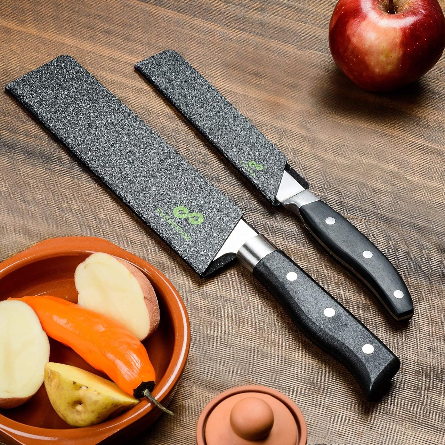 6 Inch & 8 Inch Chef Knife Guard Set (2-Piece Set) Universal Blade Edge Cover Sheaths for Chef and Kitchen Knives – Durable, BPA-Free, Felt Lined, Sturdy ABS Plastic – Knives Not Included