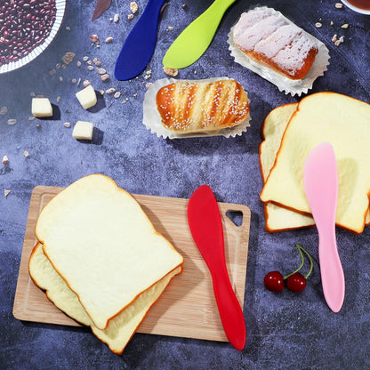 10 Pieces Plastic Butter Spreader Multi Purpose Butter Knife Spreader Versatile Knife Frosting Knives for Soft Cheese Cream Icing, 7 x 1.4 Inch(Red, Green, Blue, Pink)
