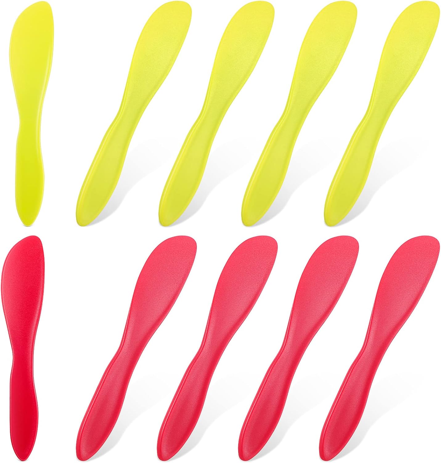 10 Pieces Plastic Butter Spreader Multi Purpose Butter Knife Spreader Versatile Knife Frosting Knives for Soft Cheese Cream Icing, 7 x 1.4 Inch(Red, Green, Blue, Pink)