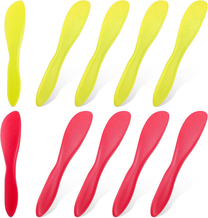 10 Pieces Plastic Butter Spreader Multi Purpose Butter Knife Spreader Versatile Knife Frosting Knives for Soft Cheese Cream Icing, 7 x 1.4 Inch(Red, Green, Blue, Pink)
