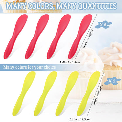 10 Pieces Plastic Butter Spreader Multi Purpose Butter Knife Spreader Versatile Knife Frosting Knives for Soft Cheese Cream Icing, 7 x 1.4 Inch(Red, Green, Blue, Pink)
