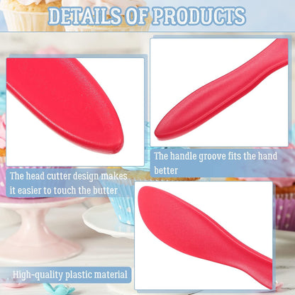 10 Pieces Plastic Butter Spreader Multi Purpose Butter Knife Spreader Versatile Knife Frosting Knives for Soft Cheese Cream Icing, 7 x 1.4 Inch(Red, Green, Blue, Pink)