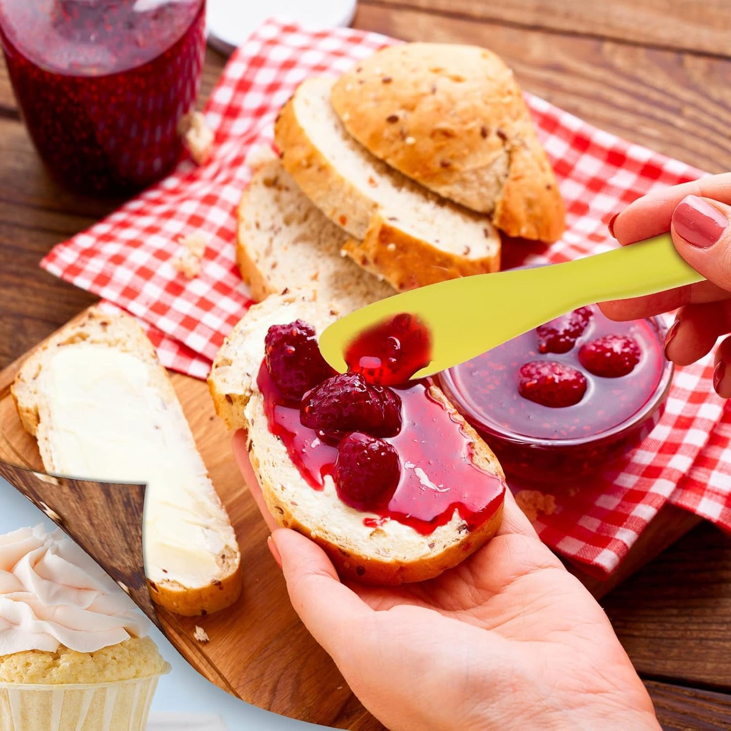 10 Pieces Plastic Butter Spreader Multi Purpose Butter Knife Spreader Versatile Knife Frosting Knives for Soft Cheese Cream Icing, 7 x 1.4 Inch(Red, Green, Blue, Pink)
