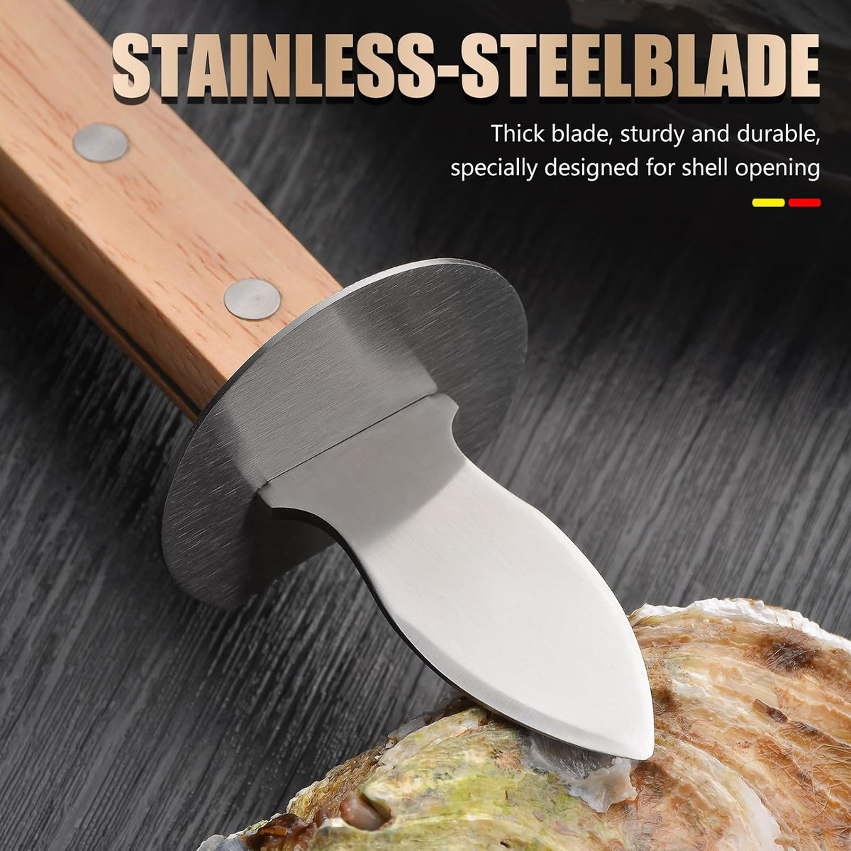 Oyster Knife Shucker Set Oyster Shucking Knife with Wooden holder Oyster Shucking Clamp Seafood Tools (Black)