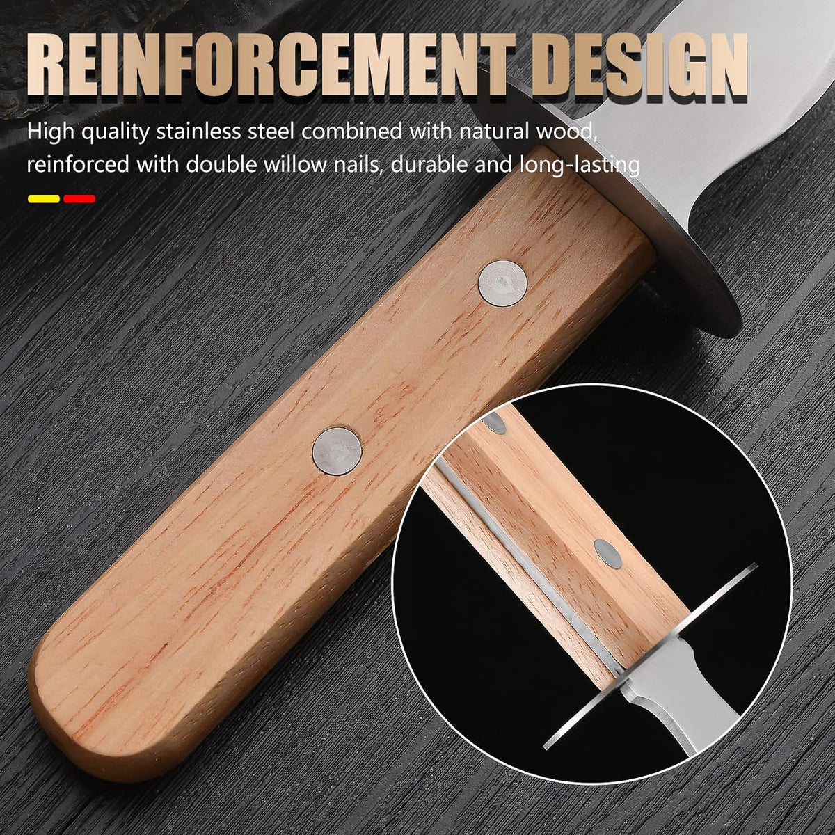 Oyster Knife Shucker Set Oyster Shucking Knife with Wooden holder Oyster Shucking Clamp Seafood Tools (Black)