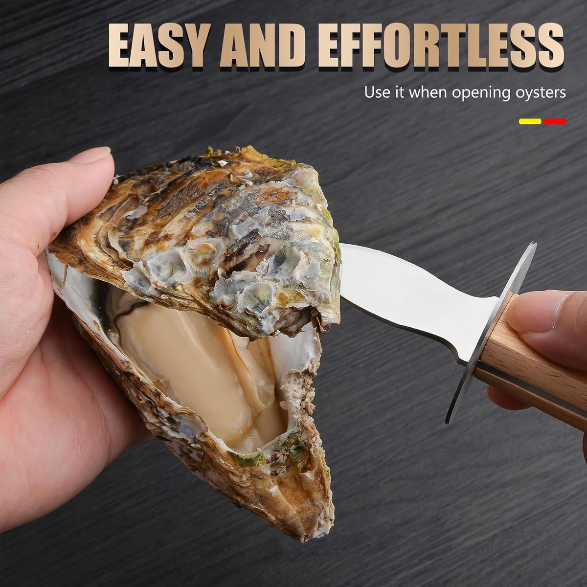 Oyster Knife Shucker Set Oyster Shucking Knife with Wooden holder Oyster Shucking Clamp Seafood Tools (Black)