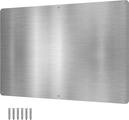 17.5inchX11.5inch Large Stainless Steel Plate for Magnets, 3M Adhesive Back, Mounting Screws, Ideal for Magnetic Shelf, Spice Holders, Colorful Magnets as a Gift. Mount Anywhere! (Silver, 1 Pack)