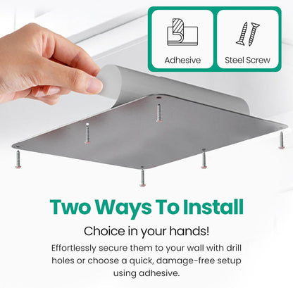 17.5inchX11.5inch Large Stainless Steel Plate for Magnets, 3M Adhesive Back, Mounting Screws, Ideal for Magnetic Shelf, Spice Holders, Colorful Magnets as a Gift. Mount Anywhere! (Silver, 1 Pack)