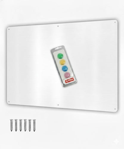 17.5inchX11.5inch Large Stainless Steel Plate for Magnets, 3M Adhesive Back, Mounting Screws, Ideal for Magnetic Shelf, Spice Holders, Colorful Magnets as a Gift. Mount Anywhere! (Silver, 1 Pack)