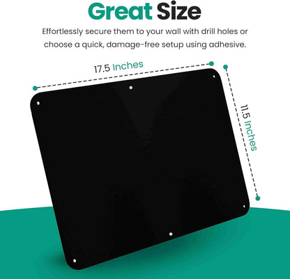 17.5inchX11.5inch Large Stainless Steel Plate for Magnets, 3M Adhesive Back, Mounting Screws, Ideal for Magnetic Shelf, Spice Holders, Colorful Magnets as a Gift. Mount Anywhere! (Silver, 1 Pack)