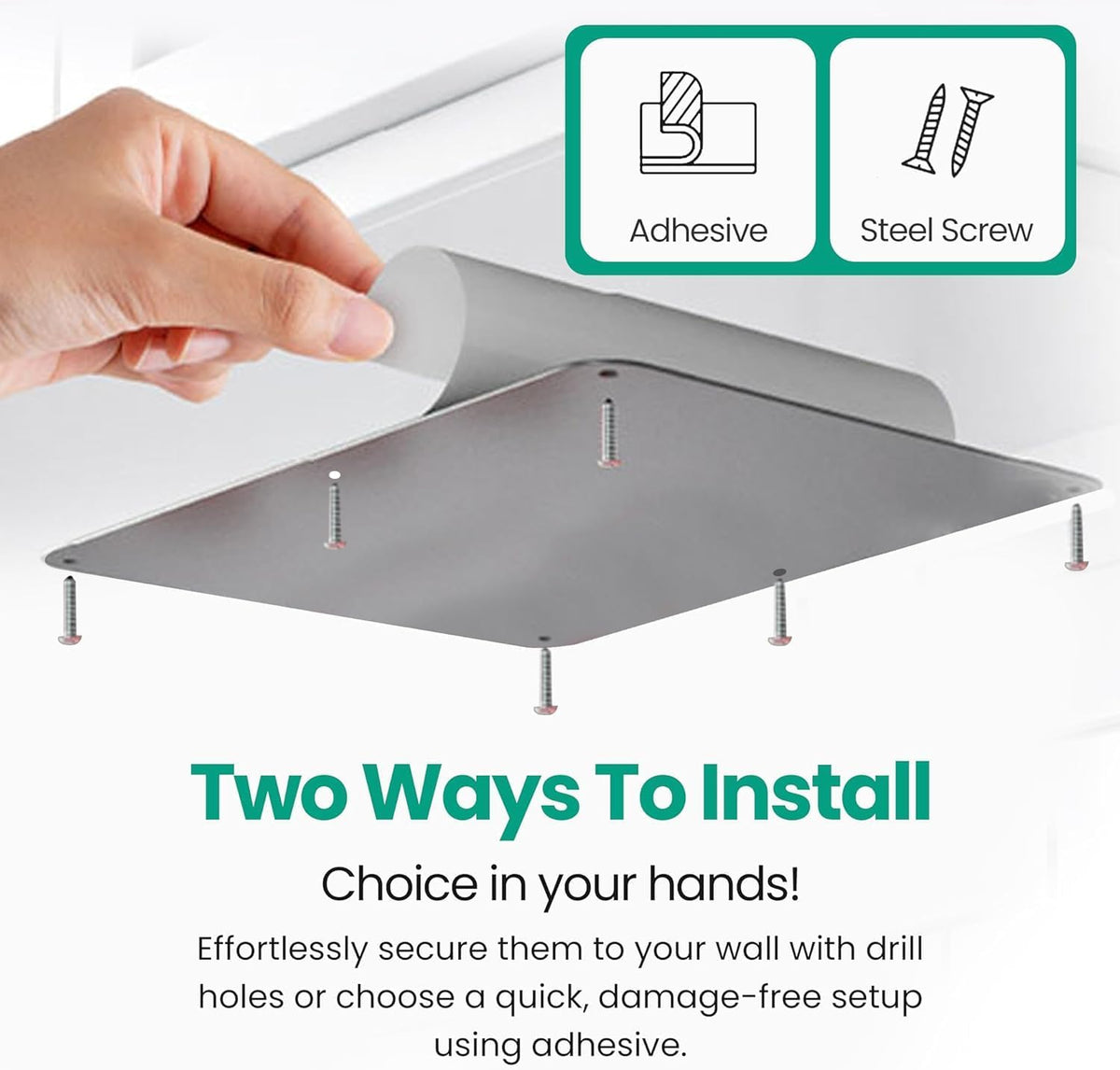 17.5inchX11.5inch Large Stainless Steel Plate for Magnets, 3M Adhesive Back, Mounting Screws, Ideal for Magnetic Shelf, Spice Holders, Colorful Magnets as a Gift. Mount Anywhere! (Silver, 1 Pack)