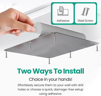 17.5inchX11.5inch Large Stainless Steel Plate for Magnets, 3M Adhesive Back, Mounting Screws, Ideal for Magnetic Shelf, Spice Holders, Colorful Magnets as a Gift. Mount Anywhere! (Silver, 1 Pack)