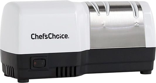 Hybrid Knife Sharpeners for 20-Degree Straight-Edge and Serrated Knives Combines Electric & Manual Sharpening With 100-Percent Diamond Abrasives And Precision Angle Guides, 2-Stage, White