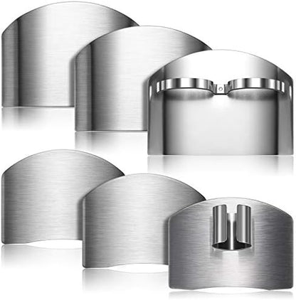 6 Pieces Finger Guards for Cutting Stainless Steel Finger Protectors Adjustable Safe Slice Hand Guard Protect for Food Chopping Slicing Cutting, 2 Styles