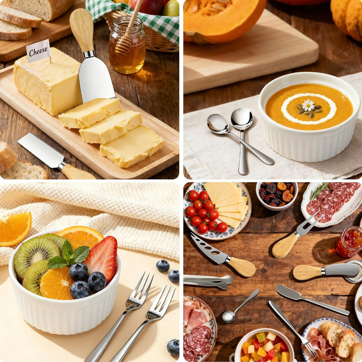 Charcuterie Boards Accessories Bowls Utensils, Cheese Knife Set Mini Butter Spreader, Serving Tongs, Forks, Spoons, Dipping Bowls with Lids, Toothpick Flags, Honey Dippers For Party Platter Making