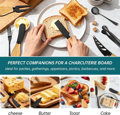 Charcuterie Boards Accessories Bowls Utensils, Cheese Knife Set Mini Butter Spreader, Serving Tongs, Forks, Spoons, Dipping Bowls with Lids, Toothpick Flags, Honey Dippers For Party Platter Making