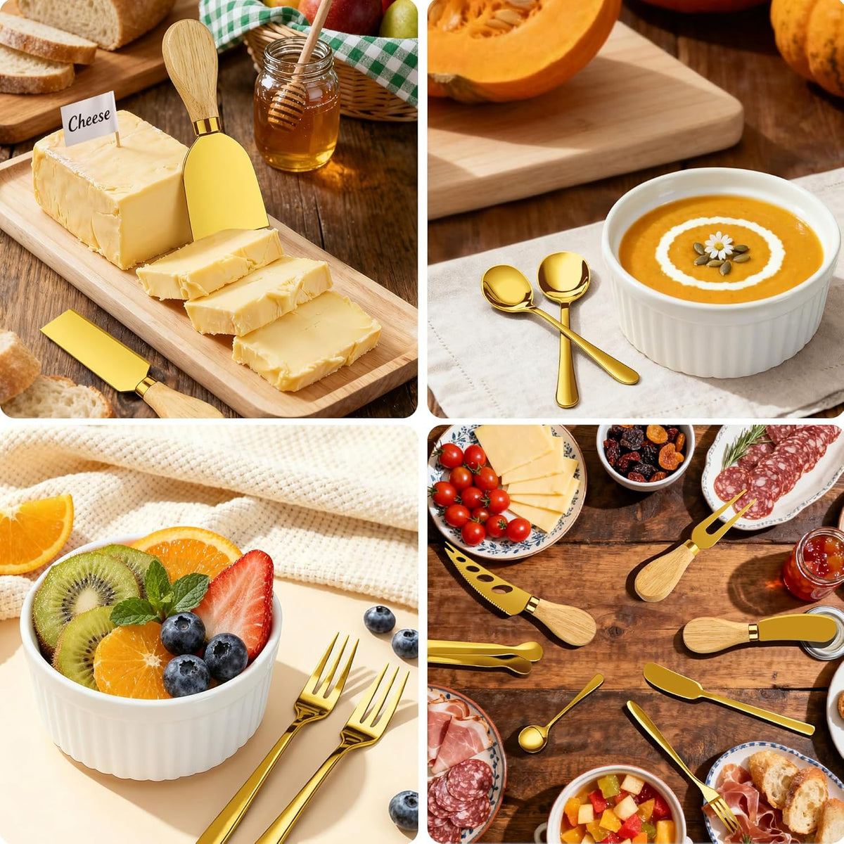Charcuterie Boards Accessories Bowls Utensils, Cheese Knife Set Mini Butter Spreader, Serving Tongs, Forks, Spoons, Dipping Bowls with Lids, Toothpick Flags, Honey Dippers For Party Platter Making