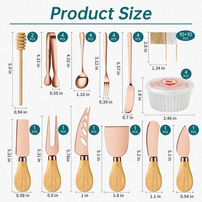 Charcuterie Boards Accessories Bowls Utensils, Cheese Knife Set Mini Butter Spreader, Serving Tongs, Forks, Spoons, Dipping Bowls with Lids, Toothpick Flags, Honey Dippers For Party Platter Making