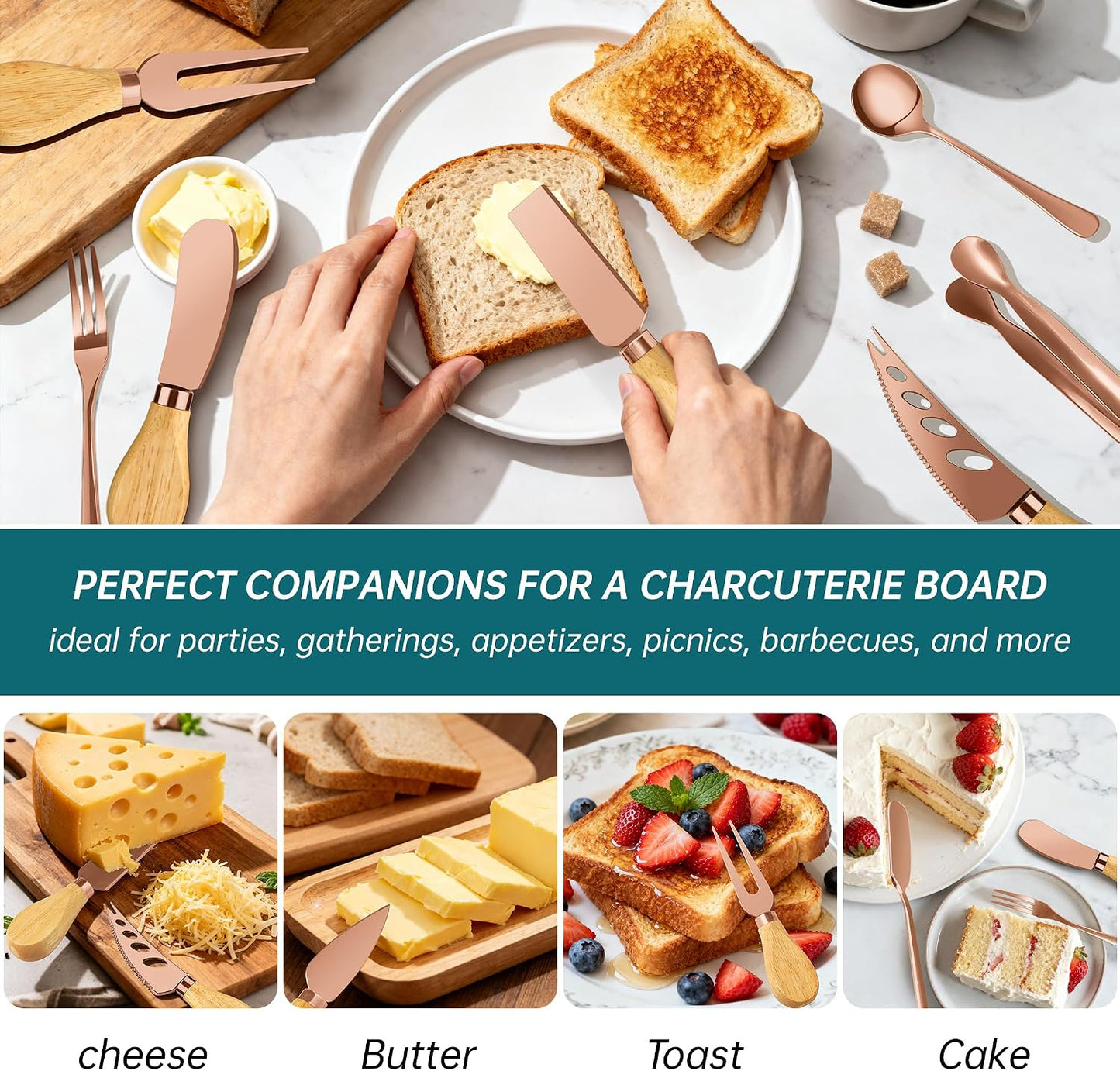 Charcuterie Boards Accessories Bowls Utensils, Cheese Knife Set Mini Butter Spreader, Serving Tongs, Forks, Spoons, Dipping Bowls with Lids, Toothpick Flags, Honey Dippers For Party Platter Making
