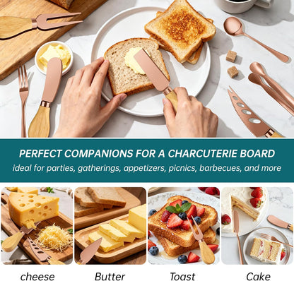 Charcuterie Boards Accessories Bowls Utensils, Cheese Knife Set Mini Butter Spreader, Serving Tongs, Forks, Spoons, Dipping Bowls with Lids, Toothpick Flags, Honey Dippers For Party Platter Making