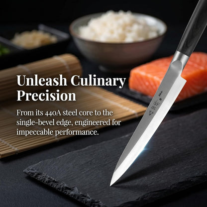 Sushi Knife 9.5 inches(240mm),High Carbon Stainless Steel Blade | Ergonomic Handle,Sashimi Knife/Yanagiba Knife for Cutting Sushi & Sashimi, Fish Filleting