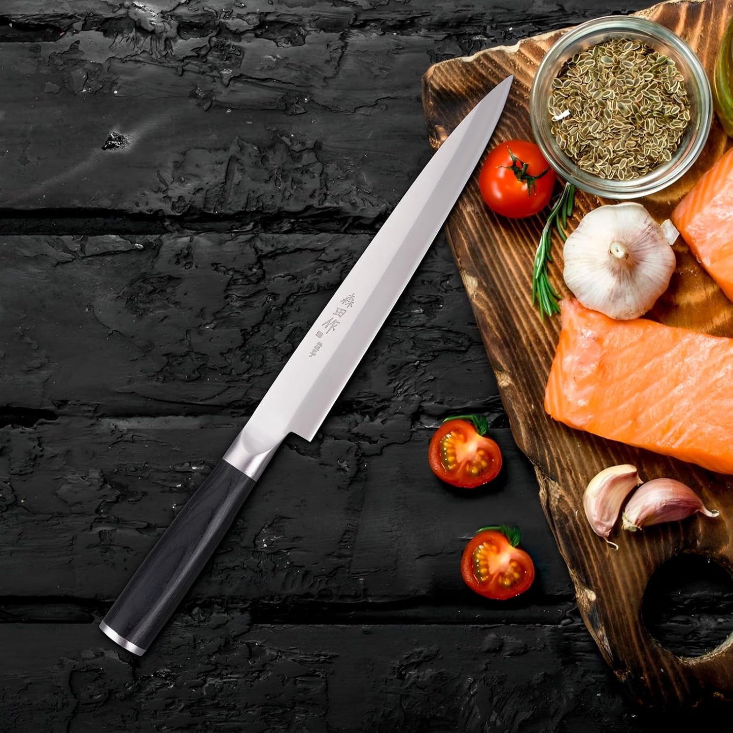 Sushi Knife 9.5 inches(240mm),High Carbon Stainless Steel Blade | Ergonomic Handle,Sashimi Knife/Yanagiba Knife for Cutting Sushi & Sashimi, Fish Filleting