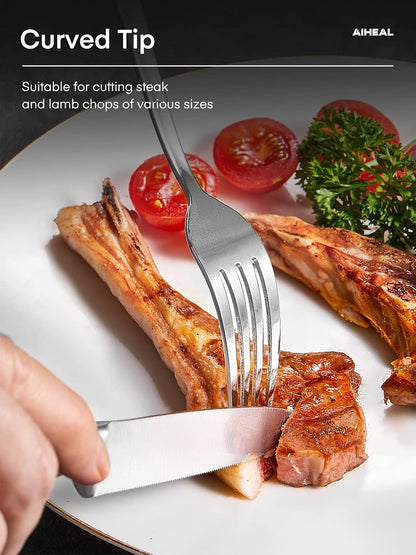 Aiheal Steak Knives, Stainless Steel Steak Knives Set of 8, Never Needs Sharpening Dinner Steak Knife Set, Sharp Micro Serrated Knives