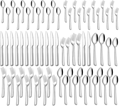 40 Piece Silverware Set, Stainless Steel Flatware Set for 8 | Heavy Duty, Mirror Polished, Include Spoons/Forks/Knives, For Home Restaurant Hotel, Dishwasher Safe
