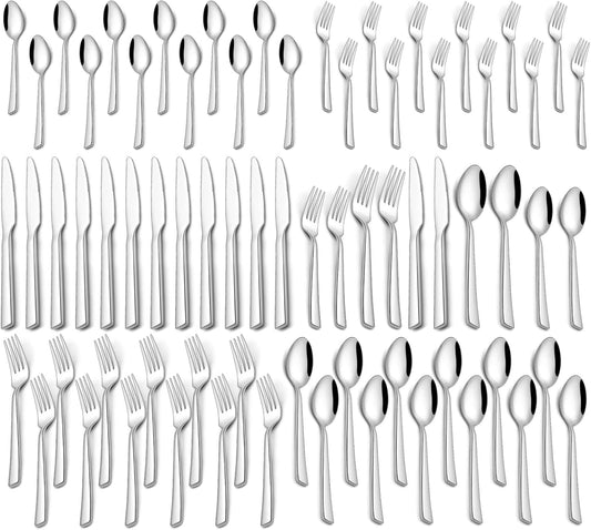 40 Piece Silverware Set, Stainless Steel Flatware Set for 8 | Heavy Duty, Mirror Polished, Include Spoons/Forks/Knives, For Home Restaurant Hotel, Dishwasher Safe