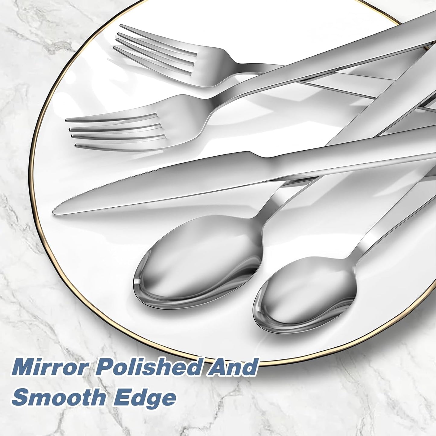 40 Piece Silverware Set, Stainless Steel Flatware Set for 8 | Heavy Duty, Mirror Polished, Include Spoons/Forks/Knives, For Home Restaurant Hotel, Dishwasher Safe