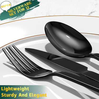 40 Piece Silverware Set, Stainless Steel Flatware Set for 8 | Heavy Duty, Mirror Polished, Include Spoons/Forks/Knives, For Home Restaurant Hotel, Dishwasher Safe