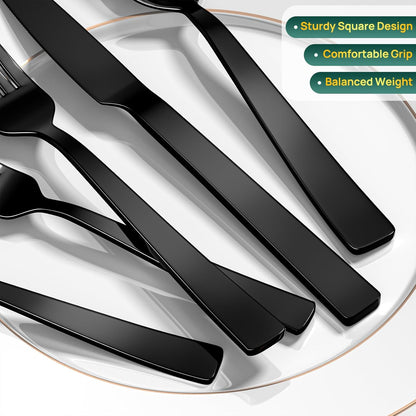 40 Piece Silverware Set, Stainless Steel Flatware Set for 8 | Heavy Duty, Mirror Polished, Include Spoons/Forks/Knives, For Home Restaurant Hotel, Dishwasher Safe