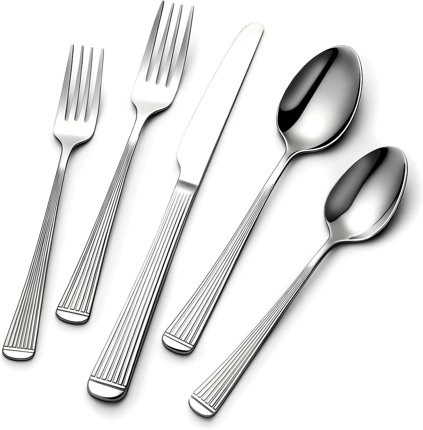 40 Piece Silverware Set, Stainless Steel Flatware Set for 8 | Heavy Duty, Mirror Polished, Include Spoons/Forks/Knives, For Home Restaurant Hotel, Dishwasher Safe