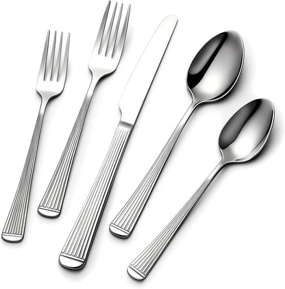 40 Piece Silverware Set, Stainless Steel Flatware Set for 8 | Heavy Duty, Mirror Polished, Include Spoons/Forks/Knives, For Home Restaurant Hotel, Dishwasher Safe
