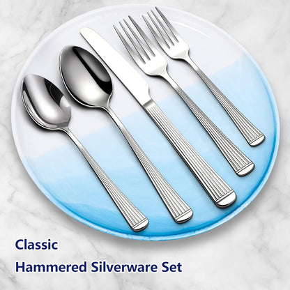 40 Piece Silverware Set, Stainless Steel Flatware Set for 8 | Heavy Duty, Mirror Polished, Include Spoons/Forks/Knives, For Home Restaurant Hotel, Dishwasher Safe