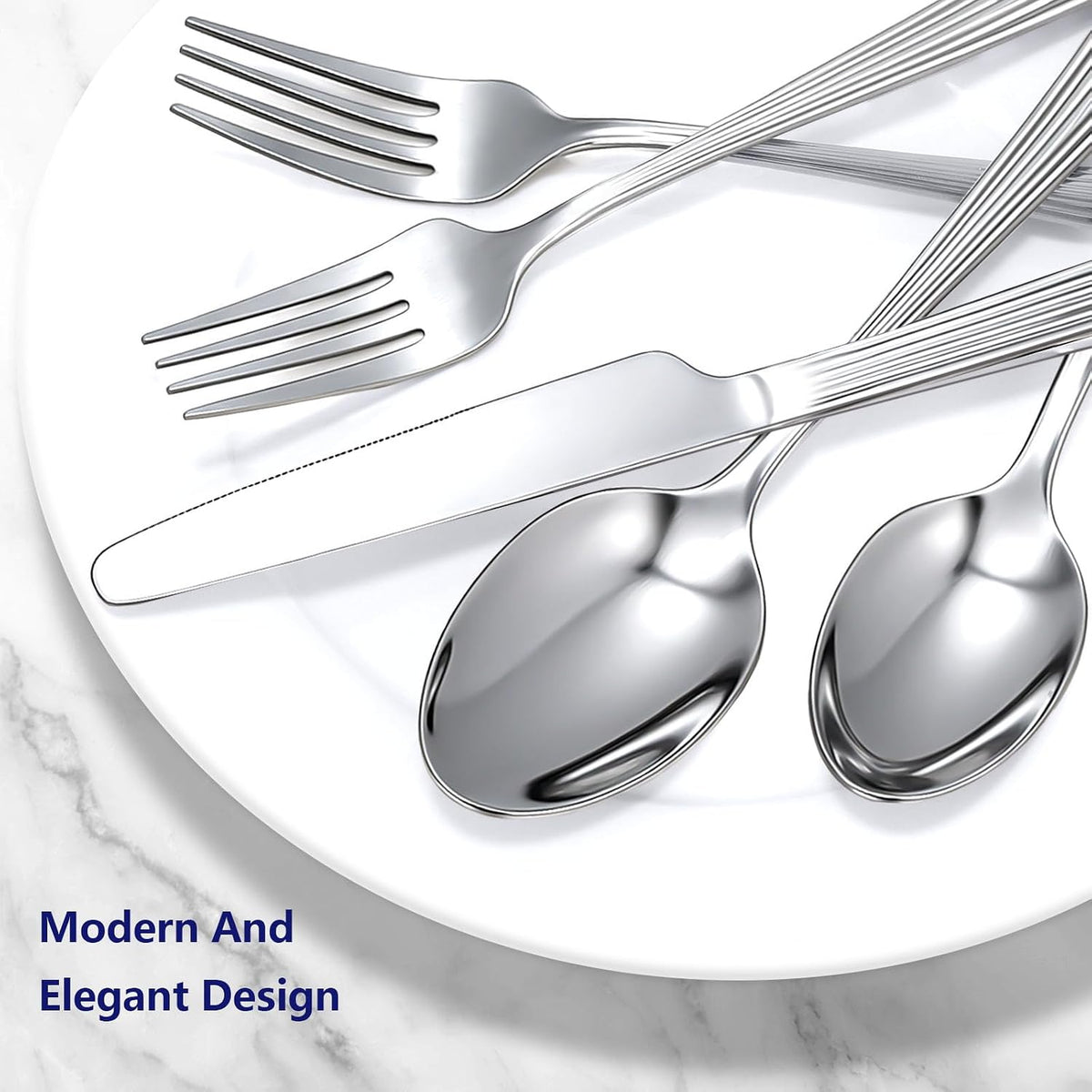 40 Piece Silverware Set, Stainless Steel Flatware Set for 8 | Heavy Duty, Mirror Polished, Include Spoons/Forks/Knives, For Home Restaurant Hotel, Dishwasher Safe