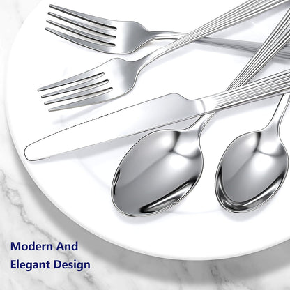 40 Piece Silverware Set, Stainless Steel Flatware Set for 8 | Heavy Duty, Mirror Polished, Include Spoons/Forks/Knives, For Home Restaurant Hotel, Dishwasher Safe