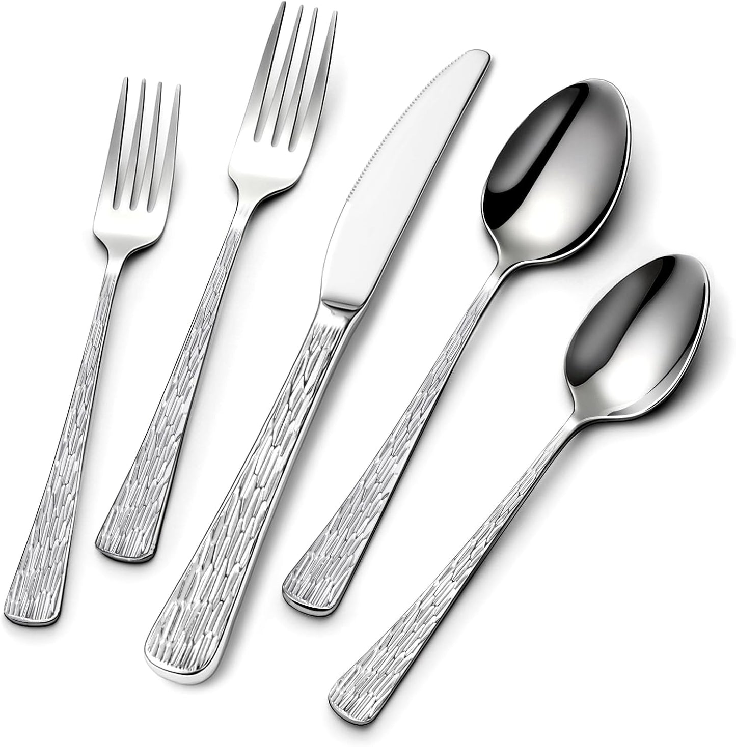 40 Piece Silverware Set, Stainless Steel Flatware Set for 8 | Heavy Duty, Mirror Polished, Include Spoons/Forks/Knives, For Home Restaurant Hotel, Dishwasher Safe