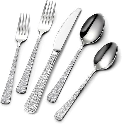 40 Piece Silverware Set, Stainless Steel Flatware Set for 8 | Heavy Duty, Mirror Polished, Include Spoons/Forks/Knives, For Home Restaurant Hotel, Dishwasher Safe