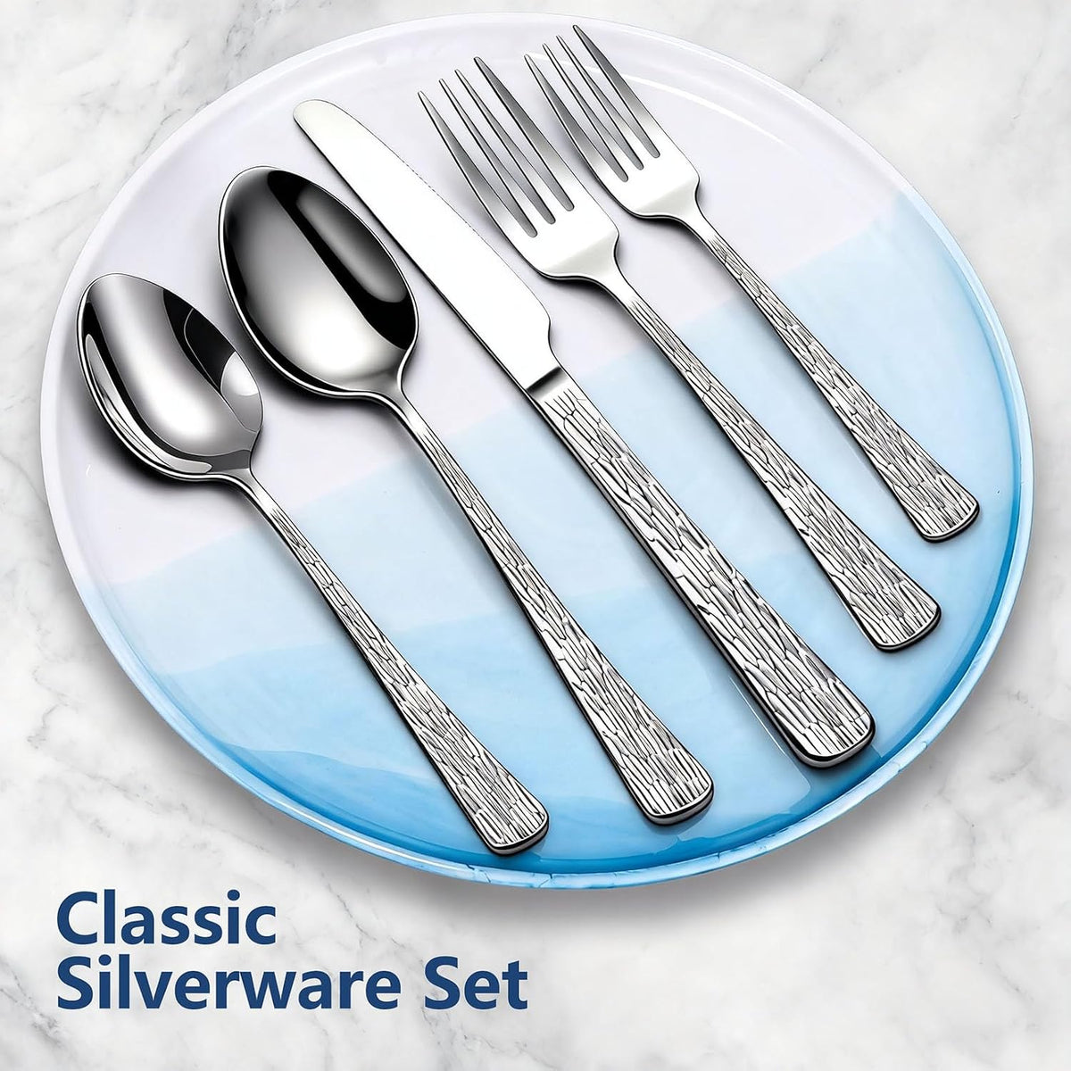 40 Piece Silverware Set, Stainless Steel Flatware Set for 8 | Heavy Duty, Mirror Polished, Include Spoons/Forks/Knives, For Home Restaurant Hotel, Dishwasher Safe