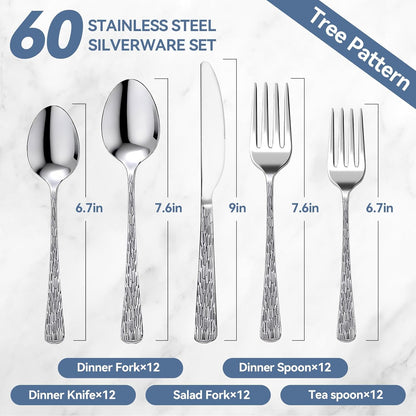40 Piece Silverware Set, Stainless Steel Flatware Set for 8 | Heavy Duty, Mirror Polished, Include Spoons/Forks/Knives, For Home Restaurant Hotel, Dishwasher Safe