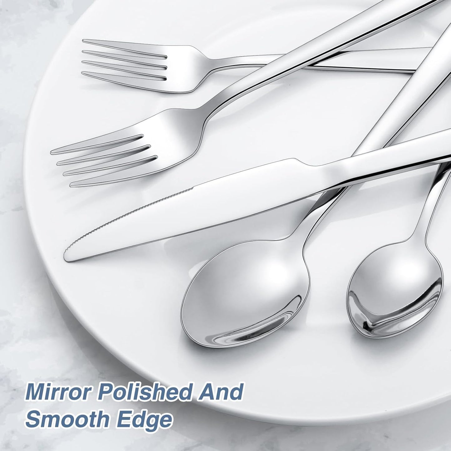 40 Piece Silverware Set, Stainless Steel Flatware Set for 8 | Heavy Duty, Mirror Polished, Include Spoons/Forks/Knives, For Home Restaurant Hotel, Dishwasher Safe