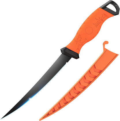 Fishing Fillet Knife 7 Inch, High Carbon Stainless-Steel Blade, Non-Slip Handles, Professional Fishing Knives for Outdoor and Home Use (Orange)
