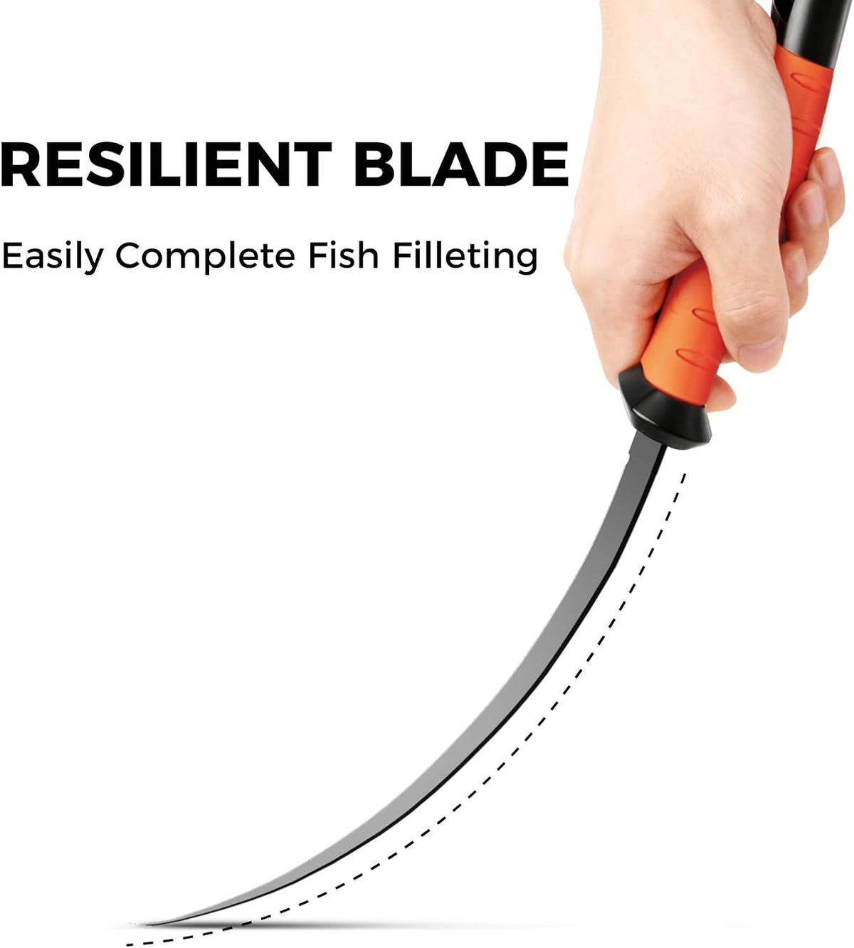 Fishing Fillet Knife 7 Inch, High Carbon Stainless-Steel Blade, Non-Slip Handles, Professional Fishing Knives for Outdoor and Home Use (Orange)